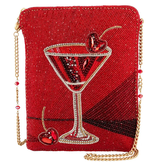 Mary Frances Top Shelf Beaded Red Martini Crossbody Bag  Cocktail Fashion Bag