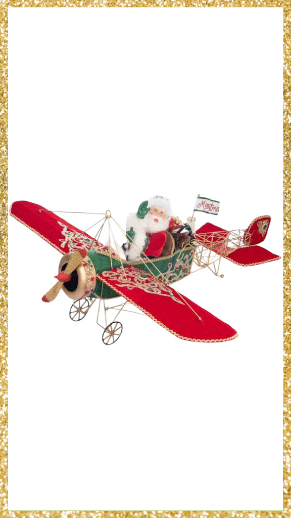 Katherine's Collection Christmas in the City Santa in Plane