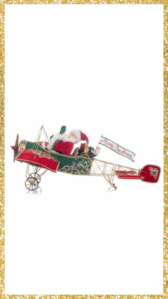 Katherine's Collection Christmas in the City Santa in Plane