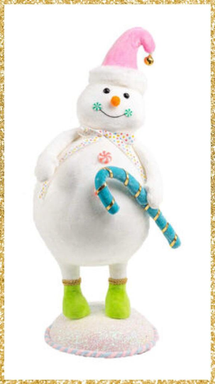 22" December Diamonds Snowman with Blue Candy Cane