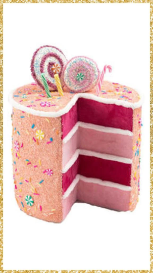 9.5" December Diamonds Orange Cake Slice Pink Layers