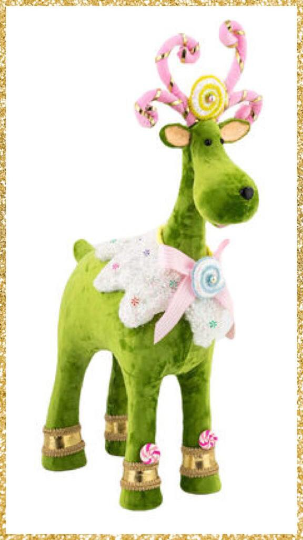 24" December Diamonds Green Candy Reindeer