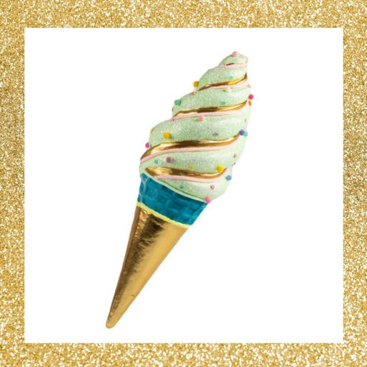 29.5" December Diamonds Hanging Green / Gold Ice Cream