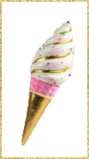 29.5" December Diamonds Hanging Pink / Gold Ice Cream Cone