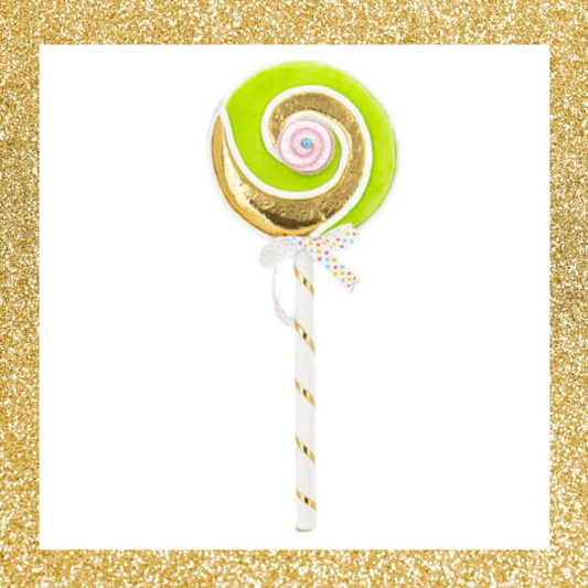 19" December Diamonds Green Swirl Lollipop Pick • Lollipop Wreath Attachment