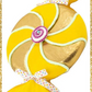 17" December Diamonds Yellow and Gold Swirl Candy • Large Candy Decoration