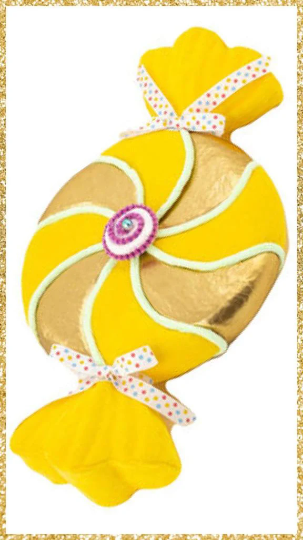 17" December Diamonds Yellow and Gold Swirl Candy • Large Candy Decoration