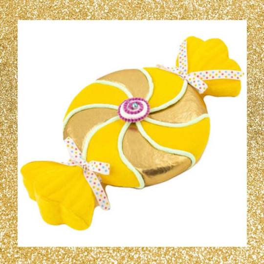 17" December Diamonds Yellow and Gold Swirl Candy • Large Candy Decoration