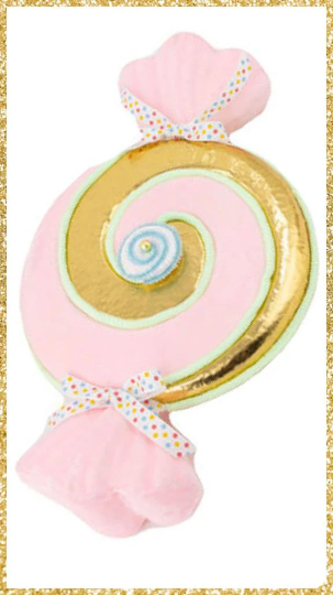 17" December Diamonds Pink and Gold Swirl Candy • Large Candy Decoration