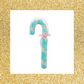 31" December Diamonds Teal Candy Cane with Bow