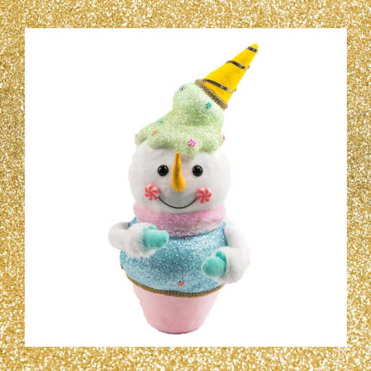 15" December Diamonds Snowman Cupcake with Ice Cream