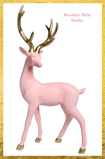 21” Light Pink Reindeer with Gold Antlers