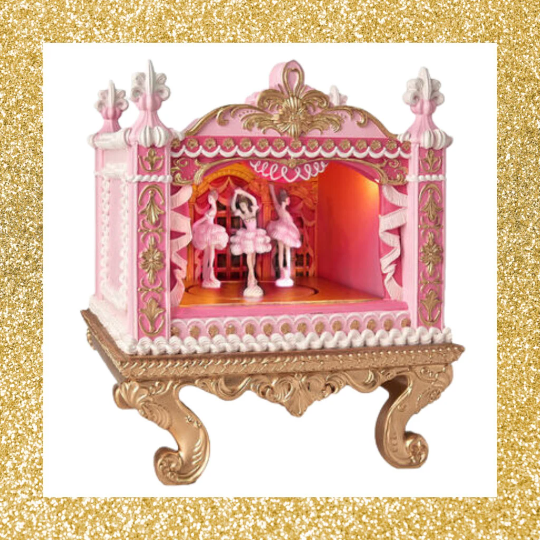 December Diamonds 11.5" Pink Nutcracker Theatre with LED