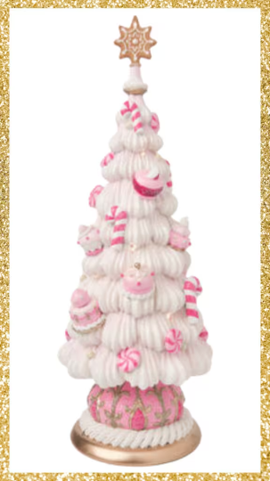 16.5" Pink Candy Frosting Tree   Lighted Tree Decoration