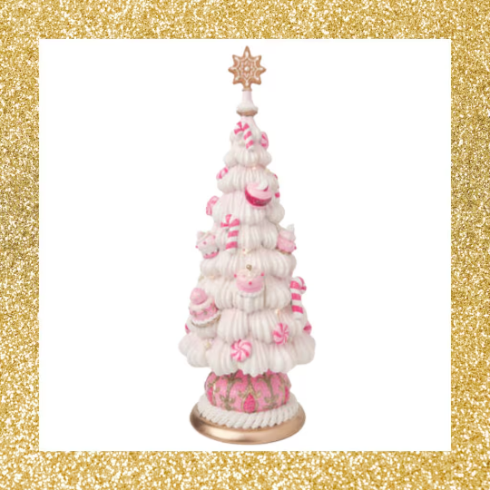 16.5" Pink Candy Frosting Tree   Lighted Tree Decoration