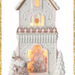 18” LED Lighted and Musical Gingerbread House with Santa White and Pink Gingerbread Decor