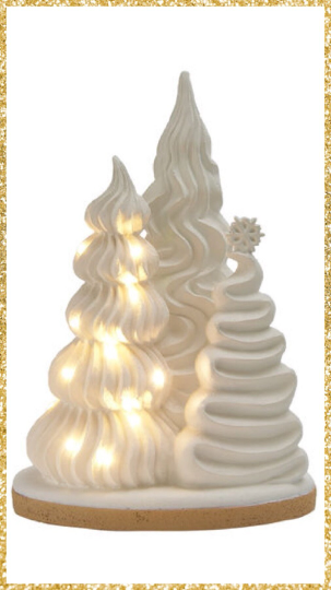 11" December Diamonds LED Lighted Frosted Trees Scene