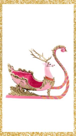 28” Pink Deer Reindeer Sleigh