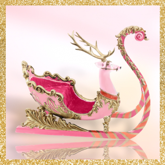 28” Pink Deer Reindeer Sleigh