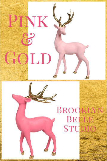 21” Light Pink Reindeer with Gold Antlers