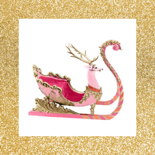 28” Pink Deer Reindeer Sleigh