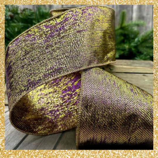Purple and Gold wired Ribbon