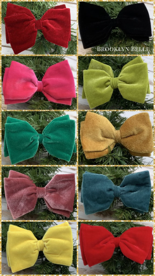 Bright Green Velvet Bow with Clip