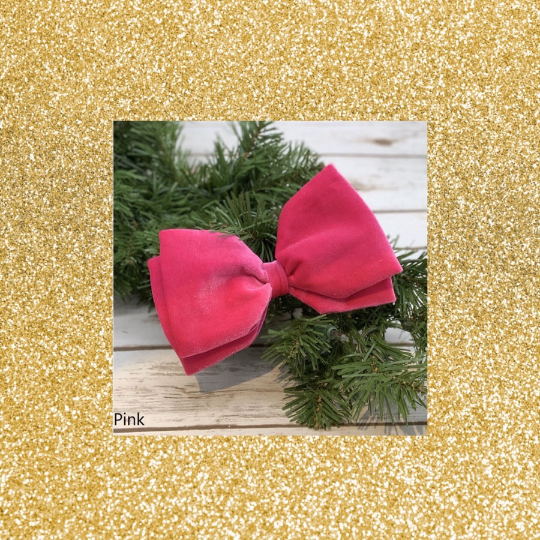 Pink Velvet Bow with Clip