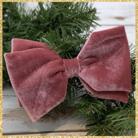 Victorian Pink Velvet Bow with Clip