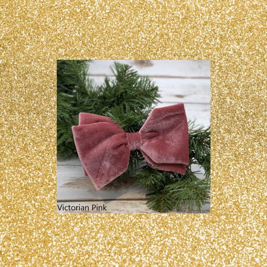 Victorian Pink Velvet Bow with Clip