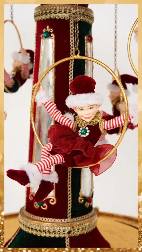 Katherine's Collection Christmas Decor Five Golden Rings Carousel