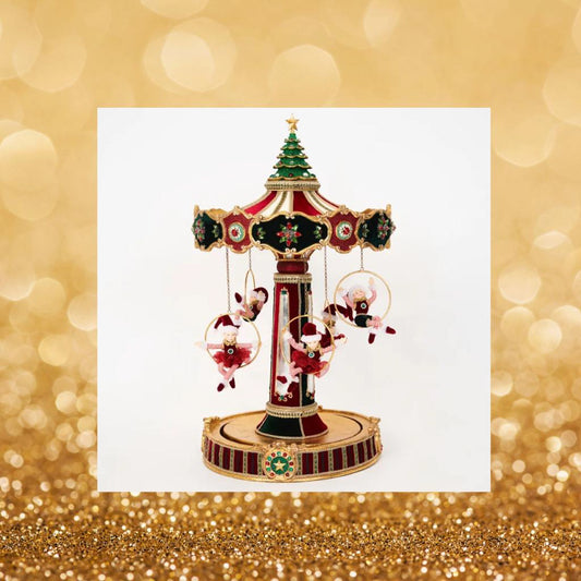 Katherine's Collection Christmas Decor Five Golden Rings Carousel