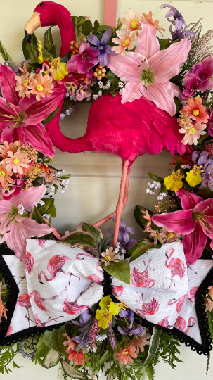 Flamingo Tropical Wreath for Front Door Decor