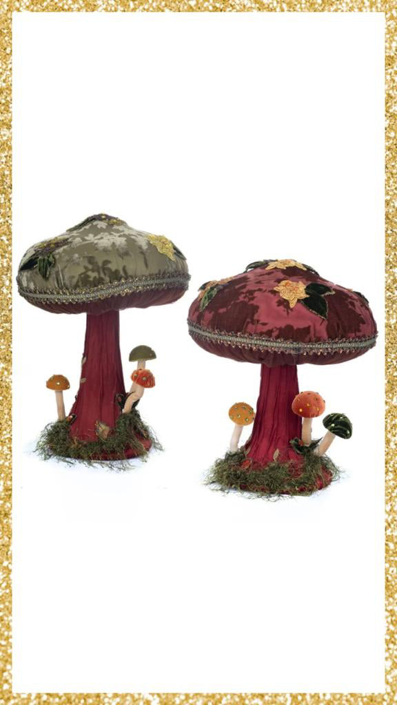 Katherine's Collection Harvest Forage Soft Top Mushroom Set of 2