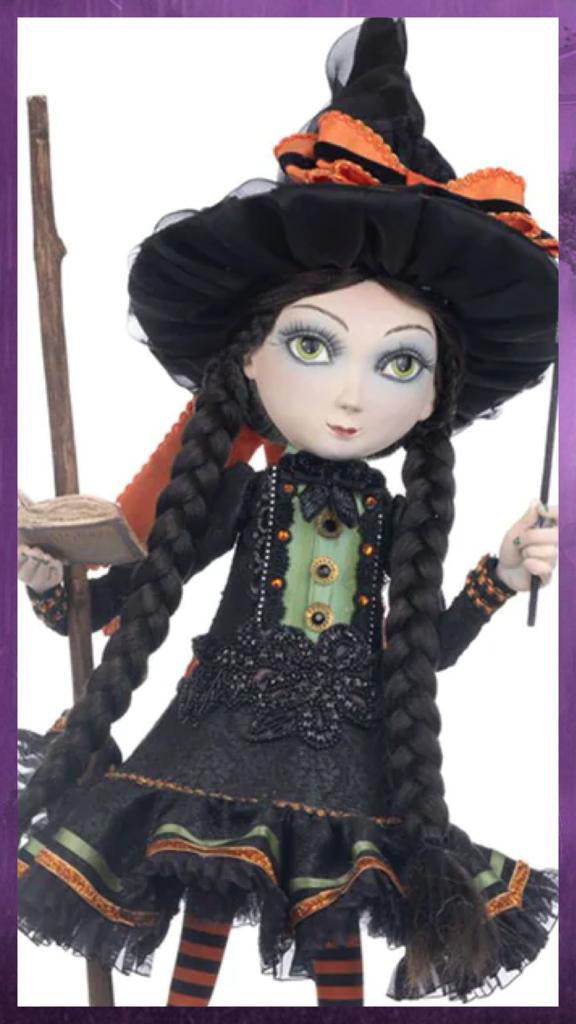 Katherine's Collection Halloween Decor Hilary Blackroot on Broom