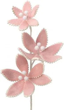 Frosted Triple Candy Pastel Pink Poinsettia Stem