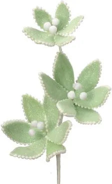 Frosted Triple Candy Pastel Mint Green Poinsettia Stem