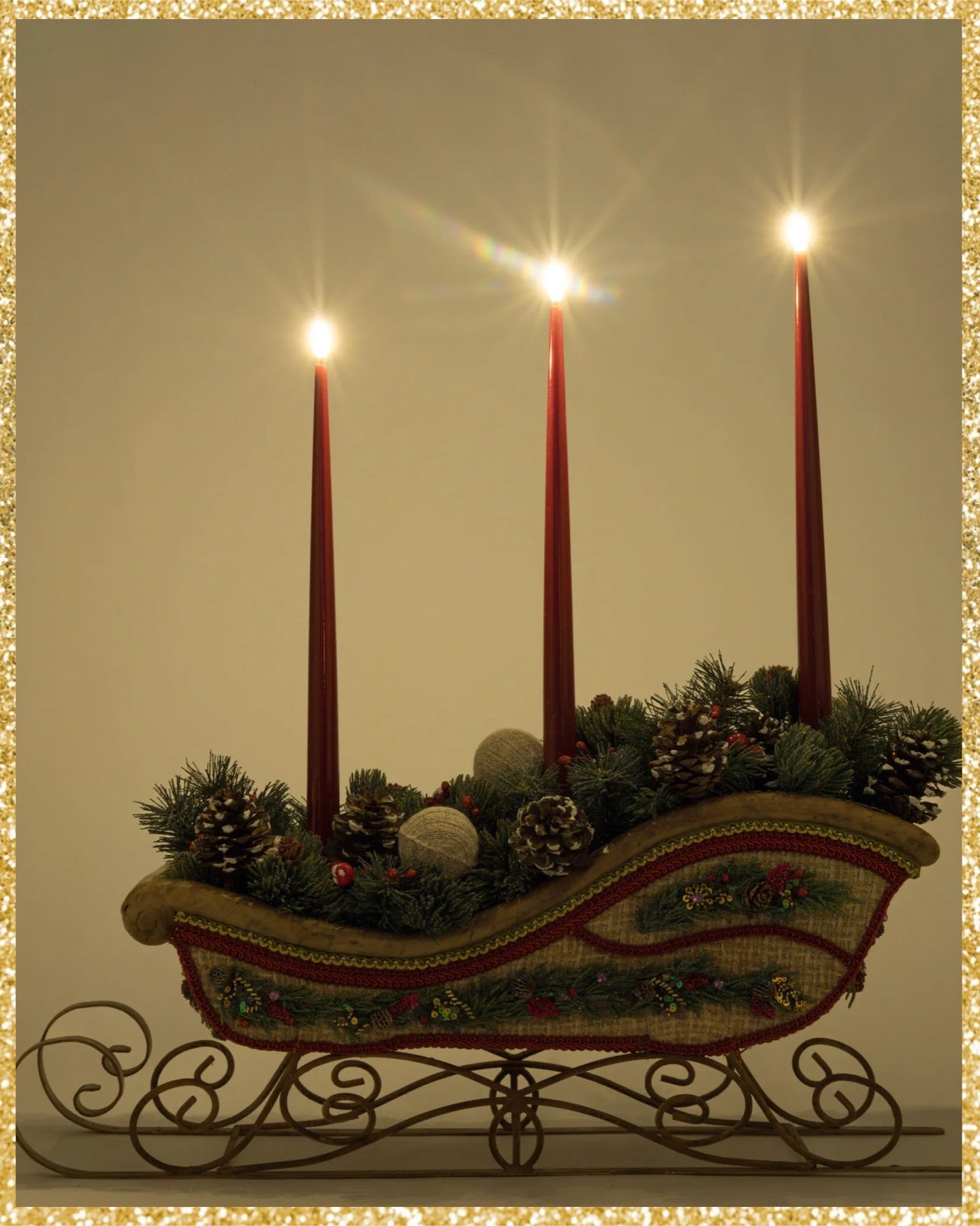 Katherine's Collection North Country Christmas Sleigh Candle Holder   Katherine's Collection Christmas Sleigh