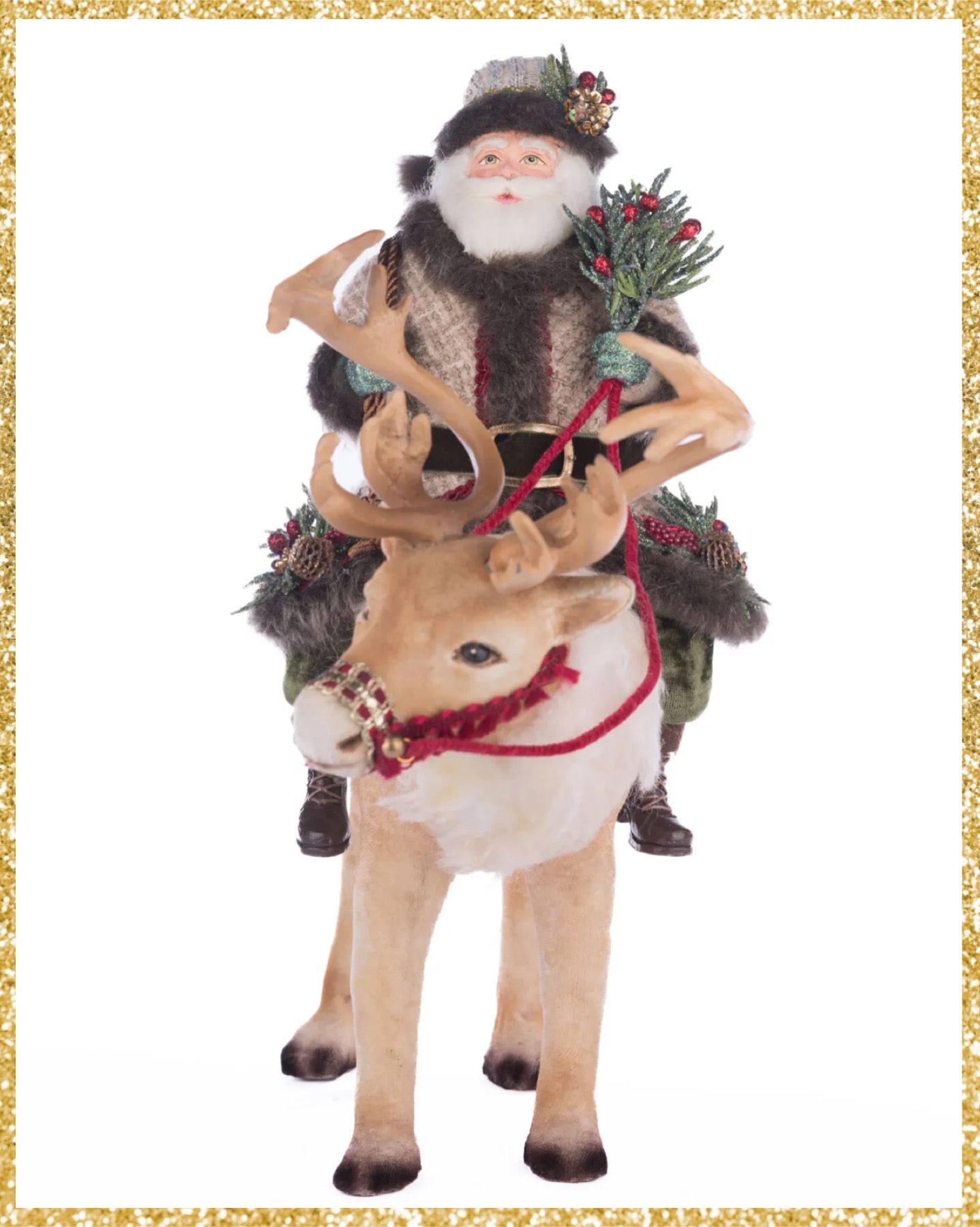 Katherine's Collection North Country Santa Riding Caribou  Katherine's Collection Santa Figure