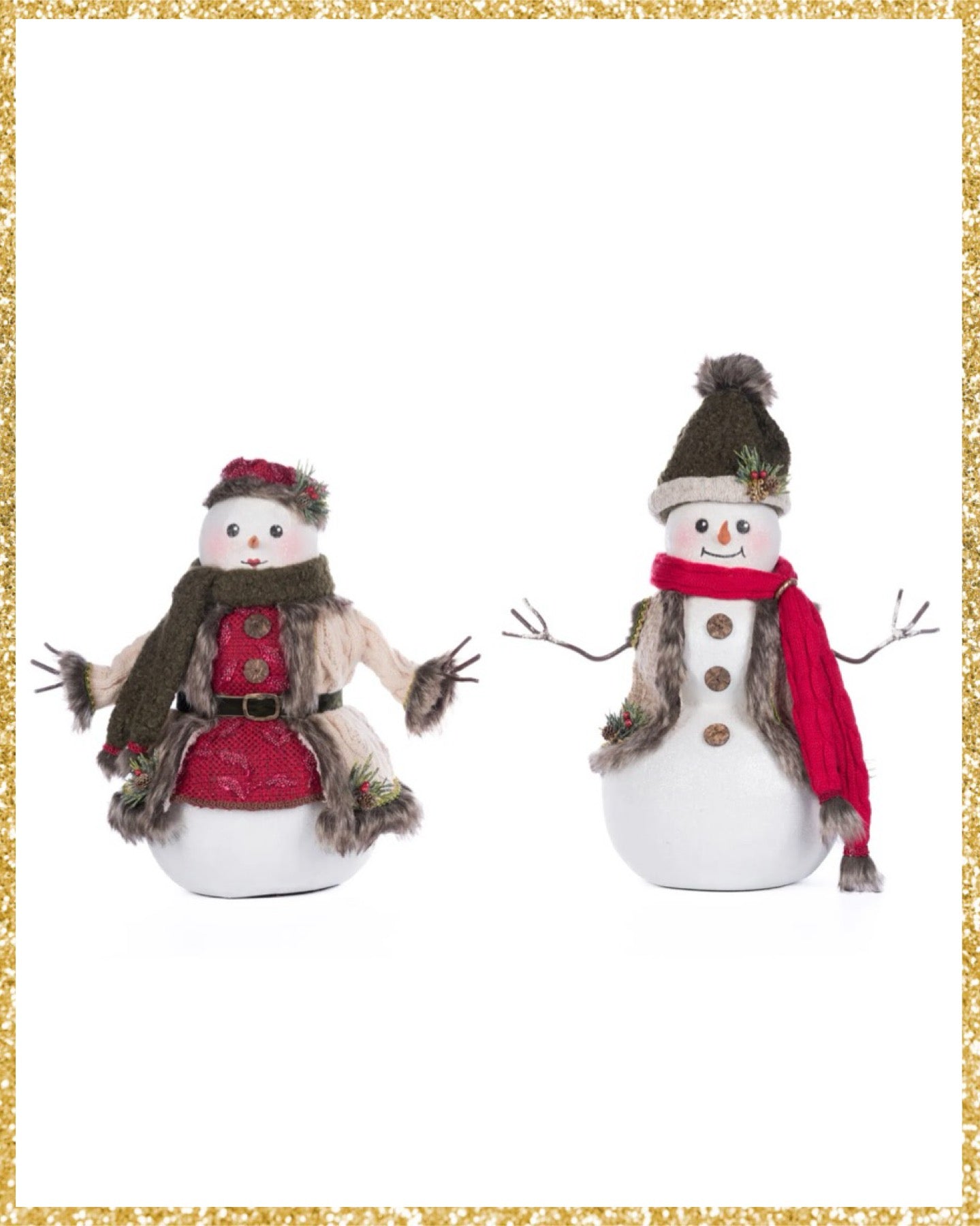 Katherine's Collection North Country Mr. and Mrs. North Country Snowmen Assorted Set of 2   Katherine's Collection Christmas Snowman Assorted Set of 2