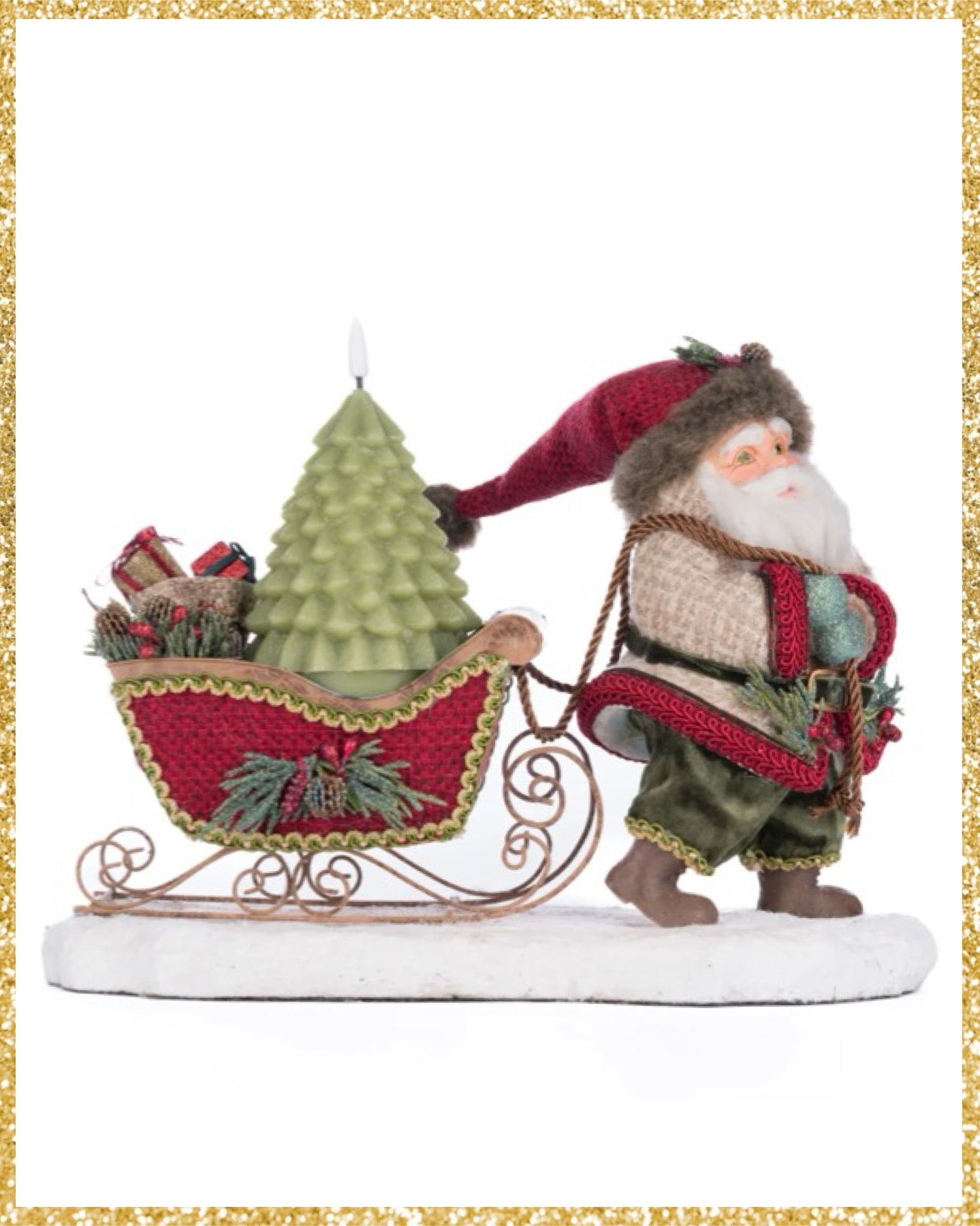 Katherine's Collection North Country Santa Pulling Sleigh Candle Holder   Katherine's Collection Christmas Santa and Sleigh Candle Holder