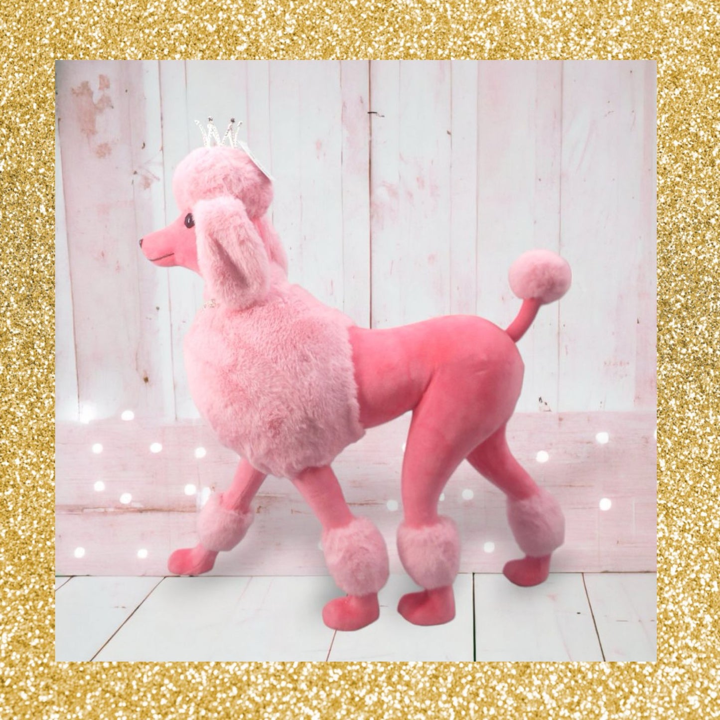 Hot Pink Poodle with Crown   December Diamonds Pink Poodle