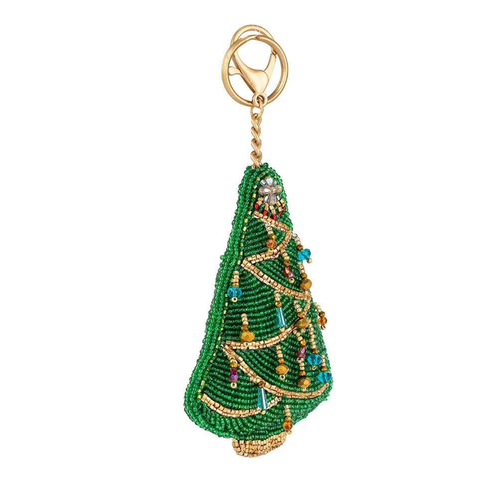 Mary Frances Festive Fir Coin Purse  Mary Frances Christmas Beaded Bag