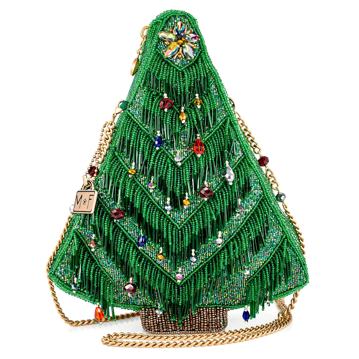 Mary Frances Festive Fir Crossbody Handbag  Mary Frances Christmas Beaded Handbag