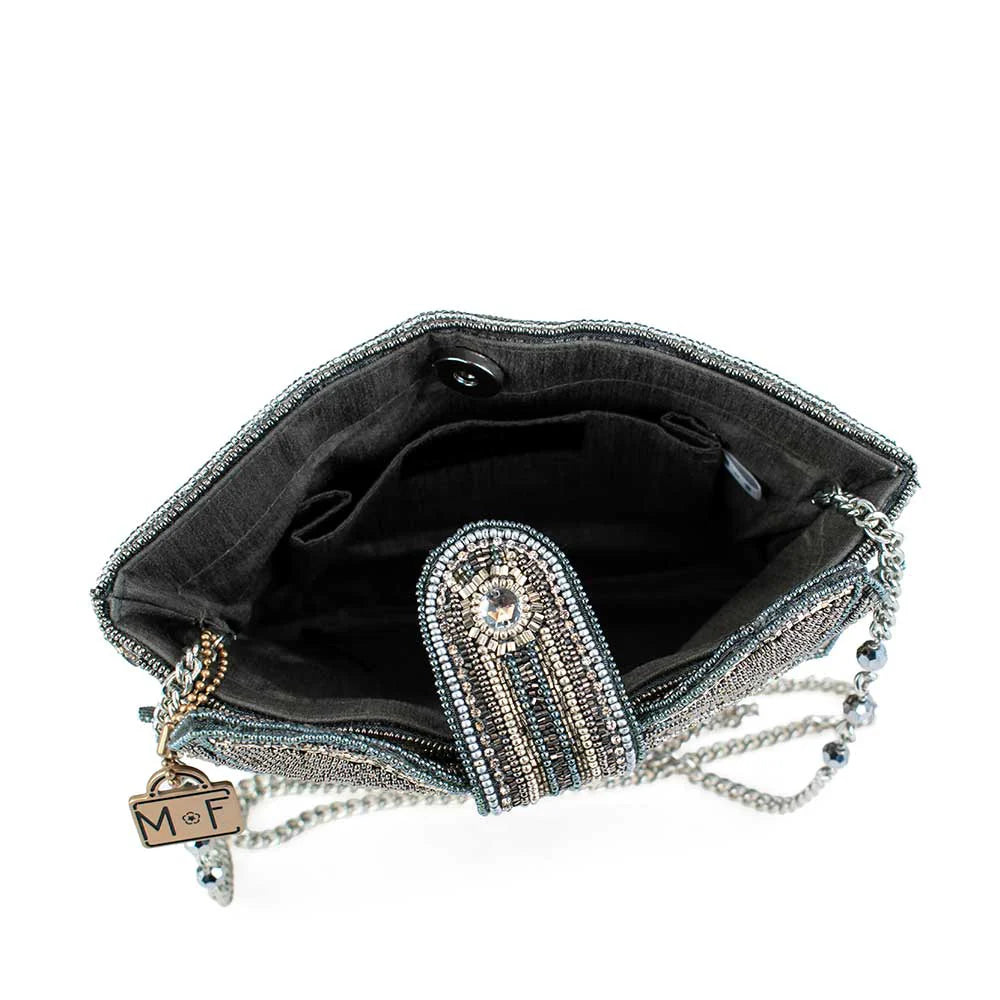 Mary Frances Be Present Handbag  Mary Frances Christmas Holiday Silver Beaded Handbag