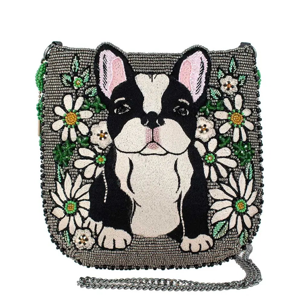 Mary Frances Pardon My Frenchie Crossbody Handbag  Mary Frances Frenchie Beaded Handbag