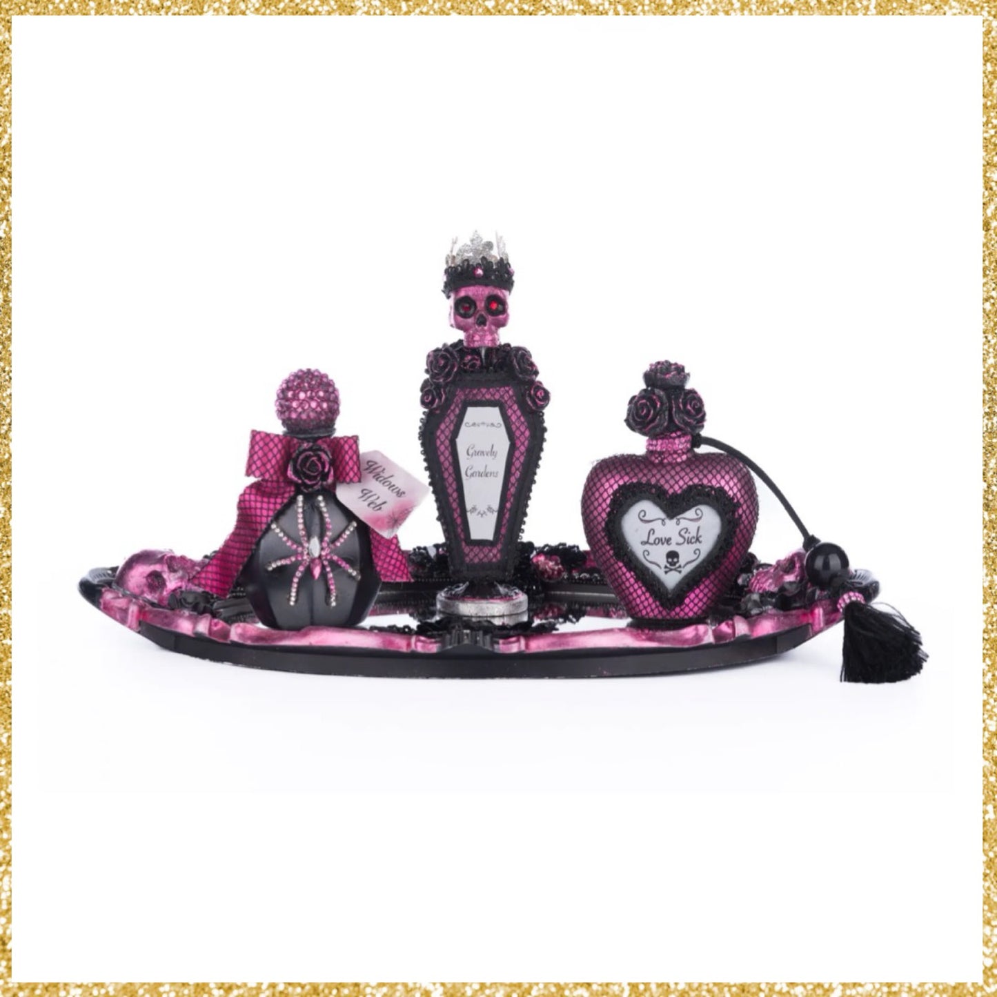 Katherine's Collection Pink Passion Vanity Tray with Bottles   Katherine's Collection Halloween Potion Bottles with Tray