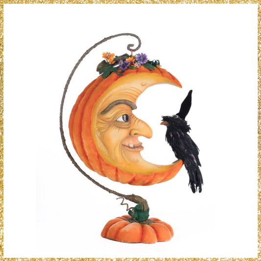 Katherine's Collection Pumpkin Moon Witch Wall Piece or Tabletop   Katherine's Collection Halloween Moon Wall Piece