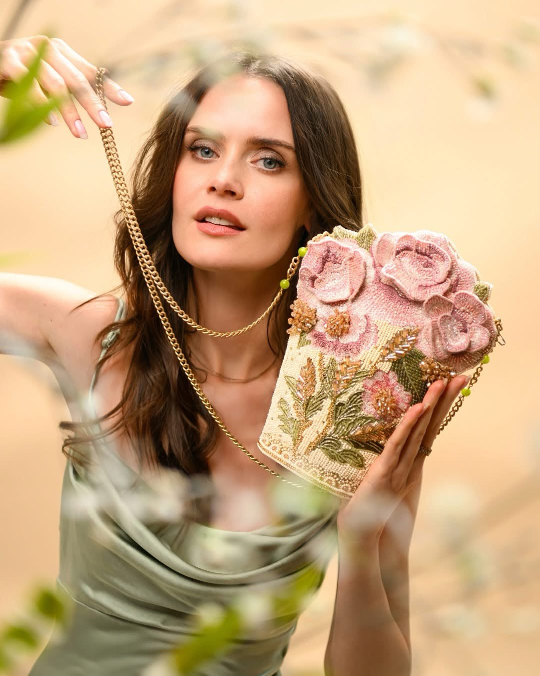 Mary Frances Sweet Pink Floral Bouquet Beaded Crossbody Handbag   Mary Frances Fashion Bag