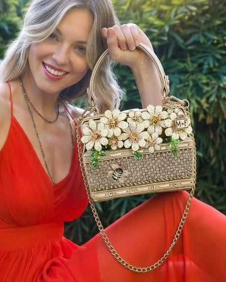 Mary Frances Basket Of Sunshine Handbag   Mary Frances Springtime Floral Fashion Bag